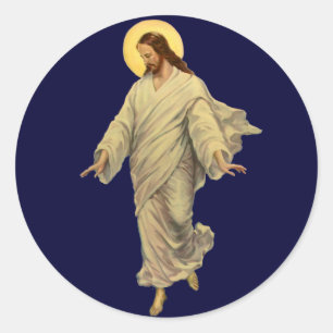 Sticker Rond Religion vintage, Jésus Christ marche sur l'eau