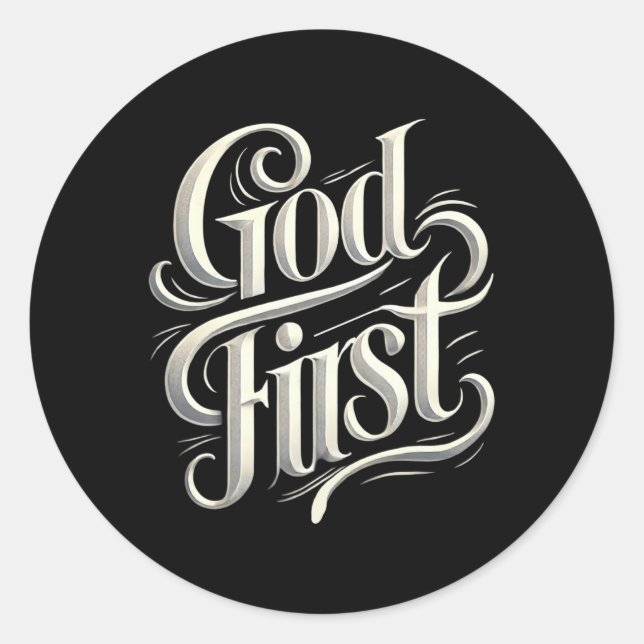 Sticker Rond Religious God First Faith Based New Believer Cloth (Devant)