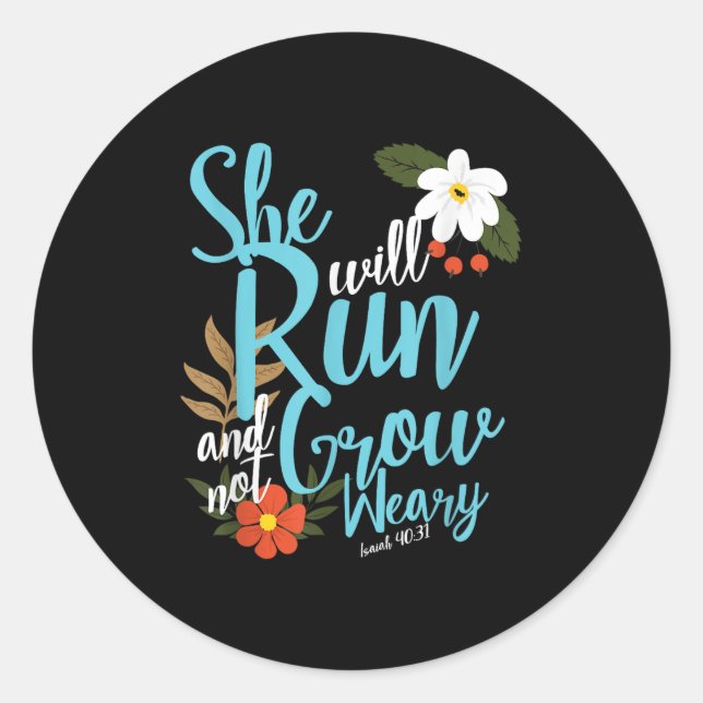 Sticker Rond Religious Women Girls That They Run Verse Isaiah 4 (Devant)