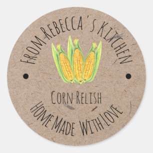 Sticker Rond Relish de maïs fait avec amour