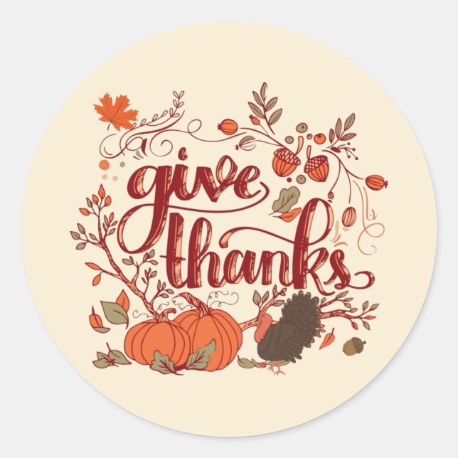 Sticker Rond Remercie la récolte d'automne, Turquie Thanksgivin (Devant)