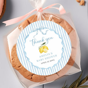 Sticker Rond Remerciement Baby Shower Citron