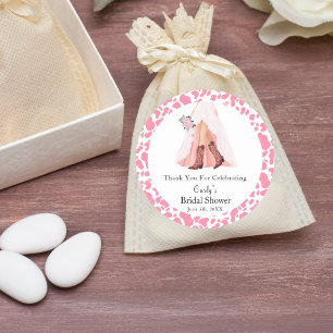 Sticker Rond Remerciement Cowboy Boots & Robe de Mariée Salon d