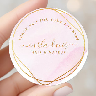 Sticker Rond Remerciement d'affaires Cercle Rose Pâle Or