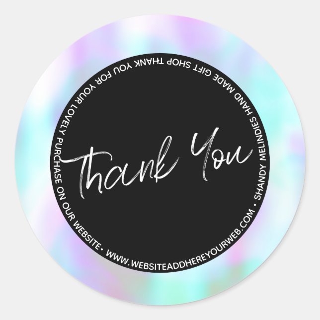 Sticker Rond Remerciement d'affaires de script abstrait pastel  (Devant)