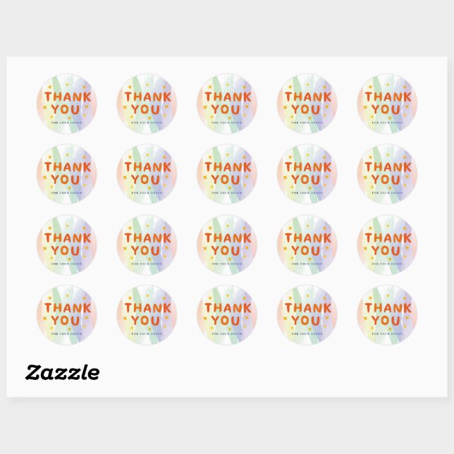 Sticker Rond Remerciement d'affaires pour votre commande (Feuille)