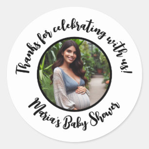 Sticker Rond Remerciement de Baby Shower avec Photo Personnalis
