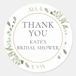 Sticker Rond Remerciement de Baby Shower Floral Végétal