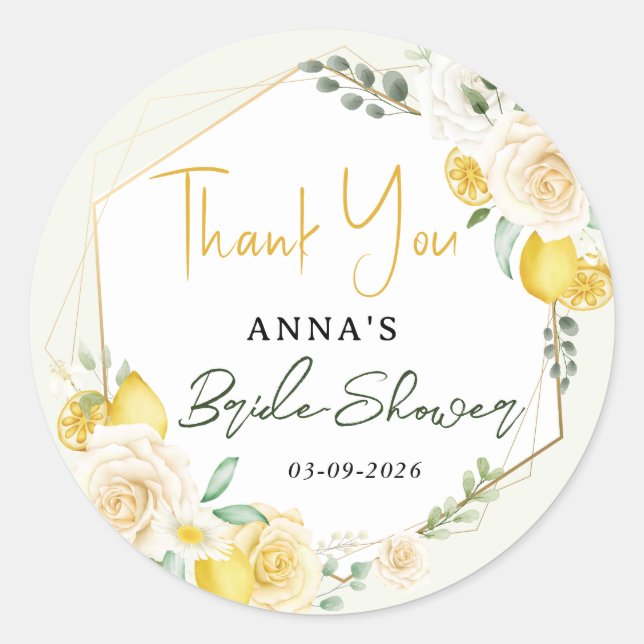 Sticker Rond Remerciement de Baby Shower Mariage Floral Eucalyp (Devant)