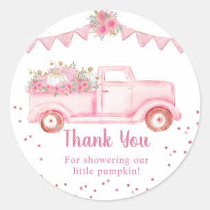Sticker Rond Remerciement de Baby Shower pour Petit Citrouille