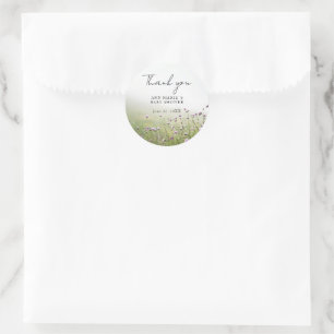 Sticker Rond Remerciement de Baby Shower Prairie de Fleurs Sauv