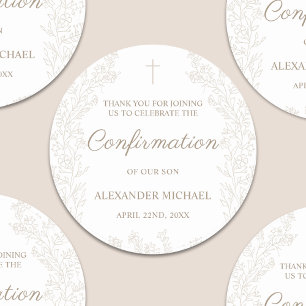 Sticker Rond Remerciement de confirmation de croix florale