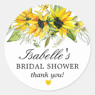 Sticker Rond Remerciement de Fête de Fiançailles Tournesol Jaun