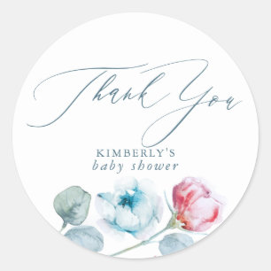 Sticker Rond Remerciement de fête spéciale bleu poussiéreux et 