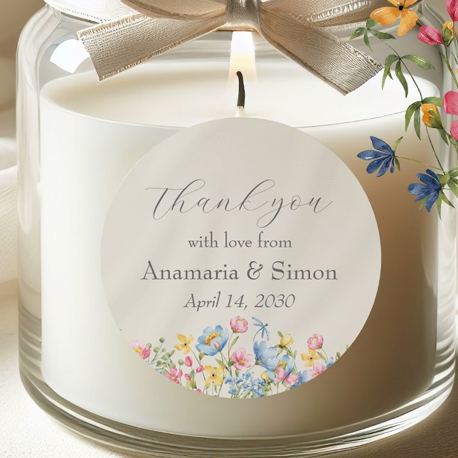 Sticker Rond Remerciement de Fiançailles Floral de Jardin (Créateur téléchargé)