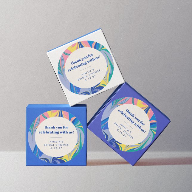 Sticker Rond Remerciement de Fiançailles Personnalisé Abstrait  (Créateur téléchargé)