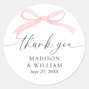 Sticker Rond Remerciement de mariage à l'aquarelle Rose Pâle Ru