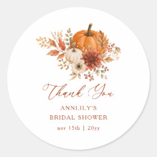 Sticker Rond Remerciement de mariage automnal Fleur de citrouil