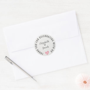 Sticker Rond Remerciement de mariage avec cœur rose