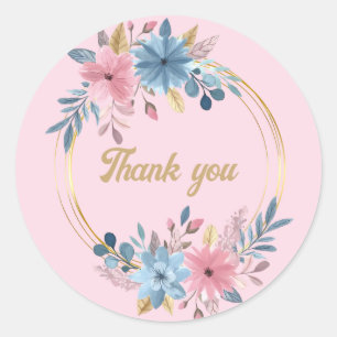 Sticker Rond Remerciement de mariage/baby shower rose