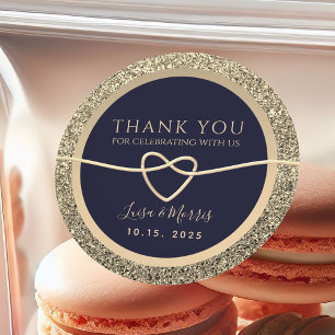 Sticker Rond Remerciement de mariage bleu marine