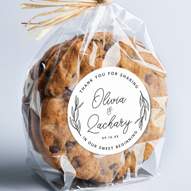 Sticker Rond Remerciement de mariage de verdure circulaire d'éc (Rustic Script Circular Greenery Thank You Wedding Classic Round Sticker)