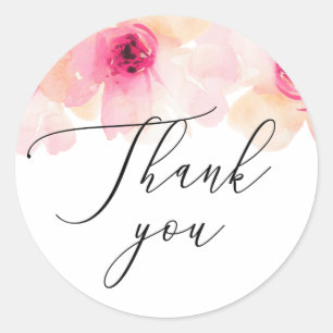 Sticker Rond Remerciement de mariage élégant à l'écriture flora