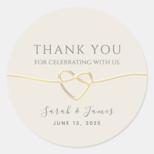 Sticker Rond Remerciement de mariage en calligraphie dorée