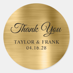 Sticker Rond Remerciement de mariage en feuille d'or