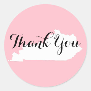 Sticker Rond Remerciement de mariage en rose, blanc et noir dan