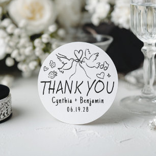 Sticker Rond Remerciement de mariage fantaisiste funky mignon d
