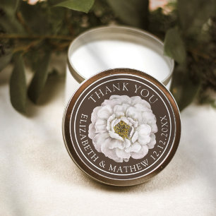 Sticker Rond Remerciement de mariage floral marron foncé