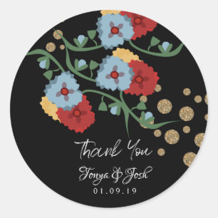 Sticker Rond Remerciement de mariage floral mexicain botanique 
