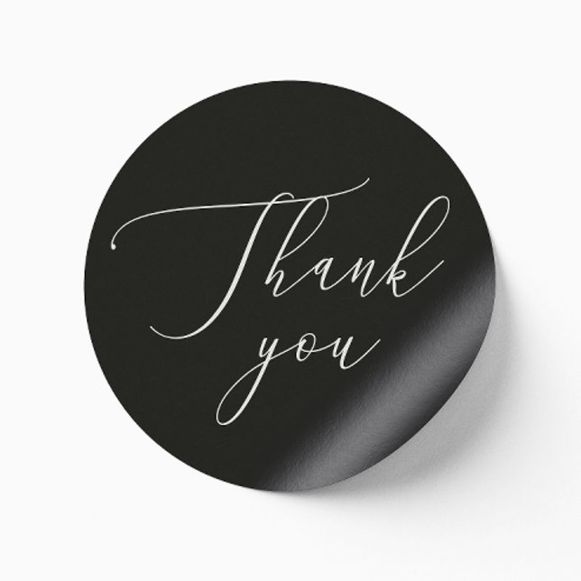 Sticker Rond Remerciement de mariage formel noir | Écriture élé (Créateur téléchargé)