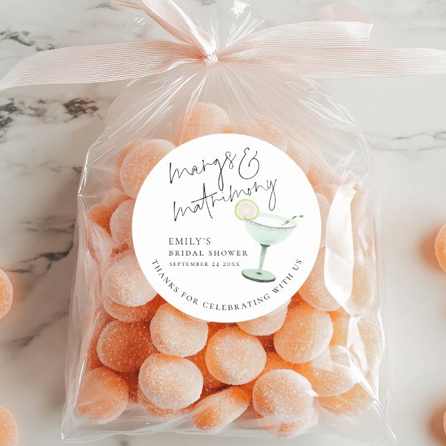 Sticker Rond Remerciement de Mariage Moderne Margs Matrimony po (Créateur téléchargé)