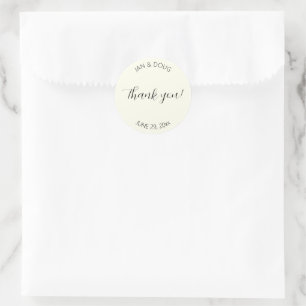 Sticker Rond Remerciement de mariage stylisé couleur ivoire