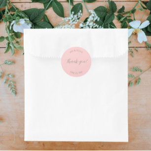 Sticker Rond Remerciement de mariage stylisé rose tendre