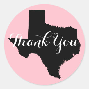 Sticker Rond Remerciement de mariage Texas Rose, Noir et Blanc