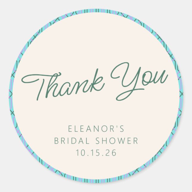 Sticker Rond Remerciement de Remise de Cadeaux de Mariage Bleu  (Devant)