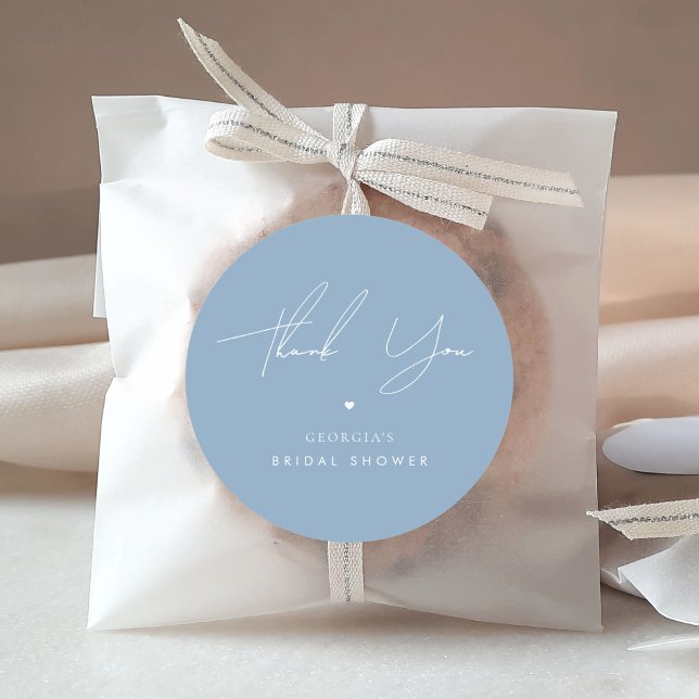 Sticker Rond Remerciement Élégant Cadeau Mariage Something Blue (Créateur téléchargé)