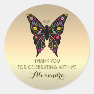 Sticker Rond Remerciement élégant d'anniversaire en or