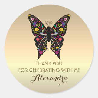 Sticker Rond Remerciement élégant d'anniversaire en or