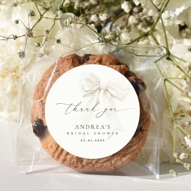 Sticker Rond Remerciement Élégant pour Baby Shower avec un Ruba (Créateur téléchargé)