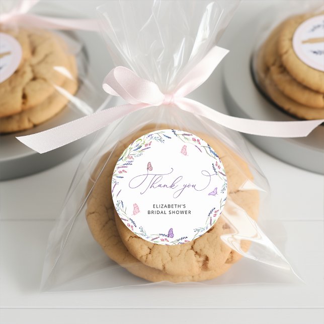 Sticker Rond Remerciement Élégant pour une Baby Shower Lavande (Créateur téléchargé)