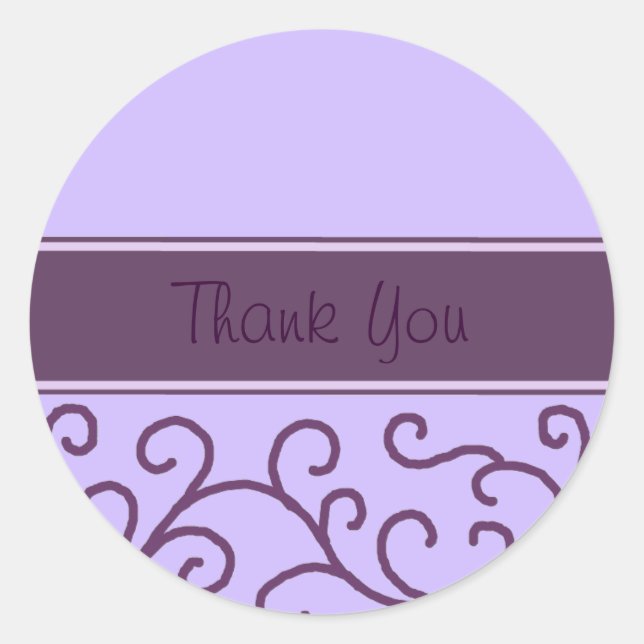 Sticker Rond Remerciement élégant tourbillon violet (Devant)