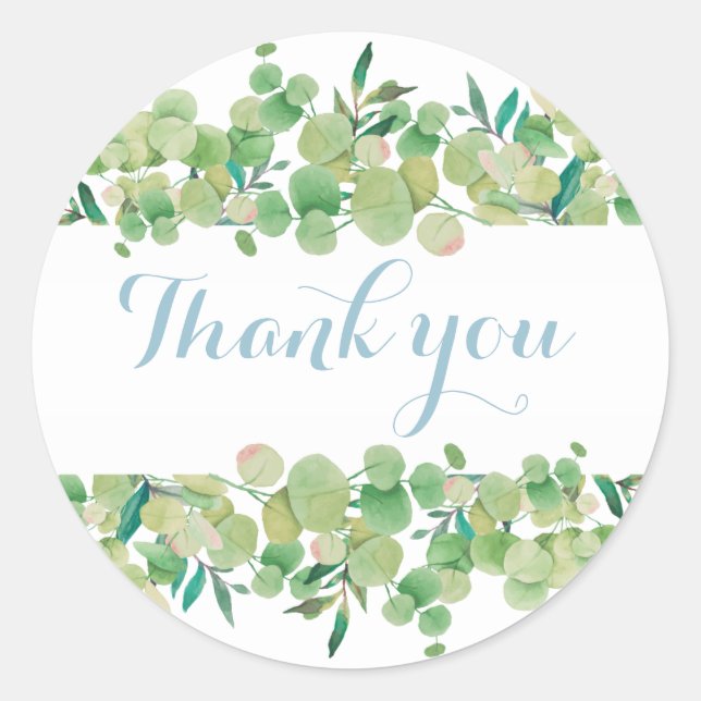 Sticker Rond Remerciement Floral Eucalyptus (Devant)