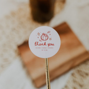 Sticker Rond Remerciement Minimaliste pour Baby Shower d'Automn