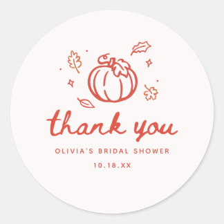 Sticker Rond Remerciement Minimaliste pour Baby Shower d'Automn