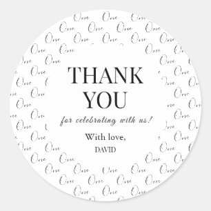 Sticker Rond Remerciement Minimaliste pour un Premier Anniversa