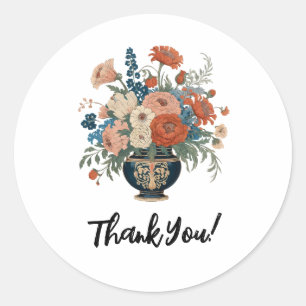 Sticker Rond Remerciement Personnalisé Floral Élégant